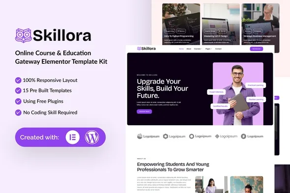 skillora online course edication gateway elementor template kit 1