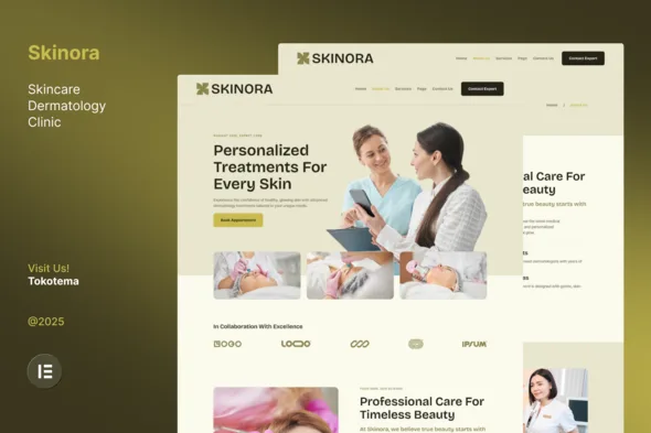 skinora skincare dermatology clinic website elementor template kits 1