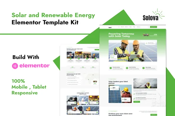 solova solar renewable energy elementor template kit 1