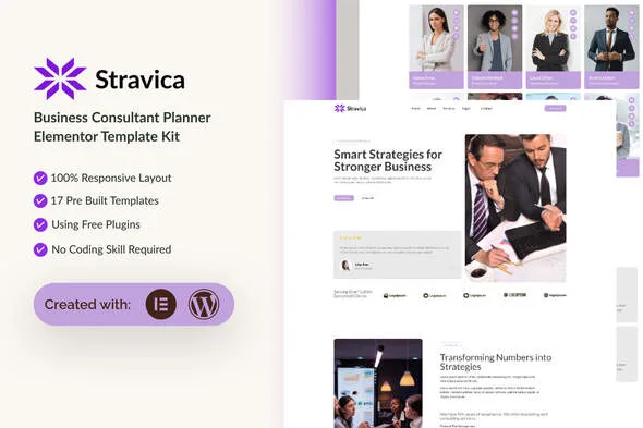 stravica business consultant elementor template kit 1