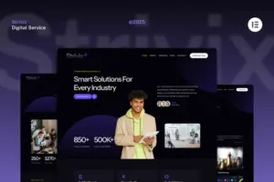 Strivix – Dark Tech & Digital Service Website Elementor Template Kits