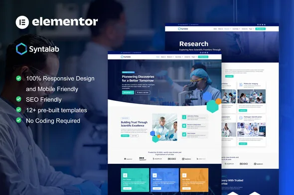 syntalab science research laboratory elementor template kit 1