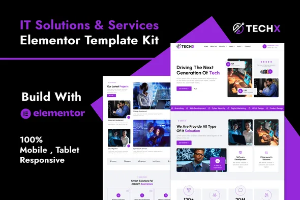 techx it solutions services company elementor template kit 1