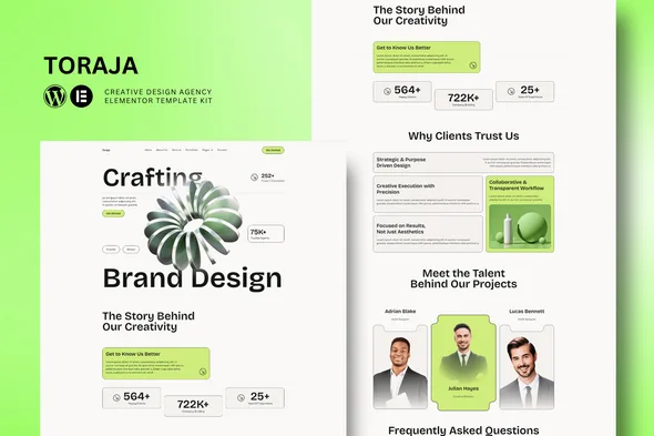 toraja creative agency elementor template kit 1