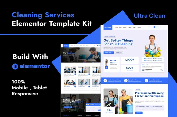 ultraclean cleaning services elementor template kit 1
