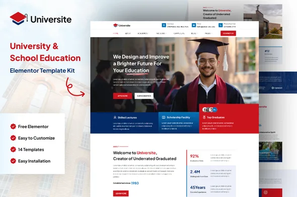 universite university school education elementor template kit 1