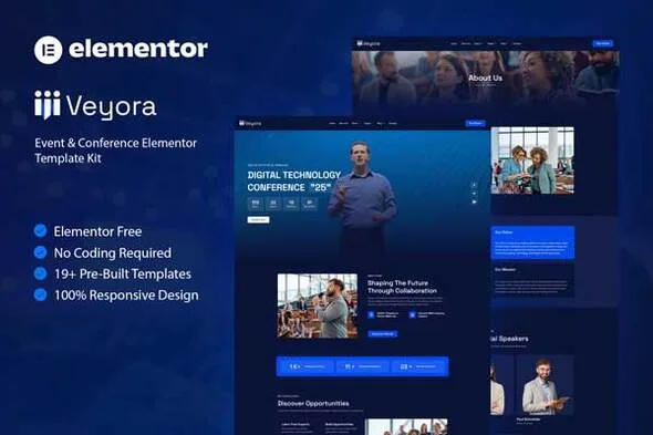 veyora event conference elementor template kit 1