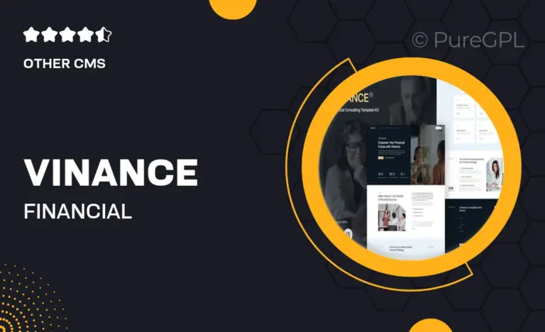 vinance financial consulting elementor template kit