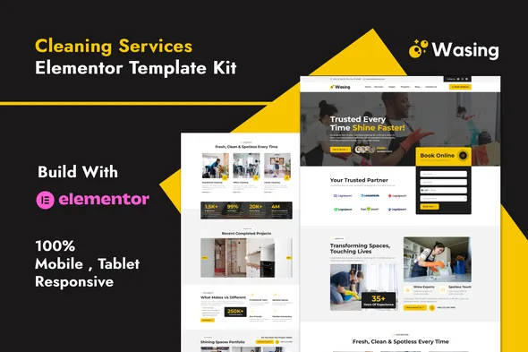 wasing cleaning services elementor template kit 1