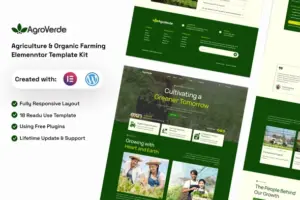 Agroverde – Agriculture & Organic Farming Elemenntor Template Kit