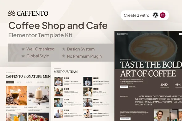 caffento coffee shop and cafe elementor template kit 1