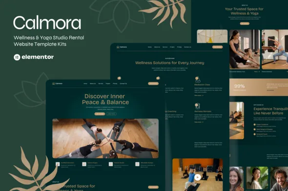 calmora wellness yoga studio website elementor template kits 1