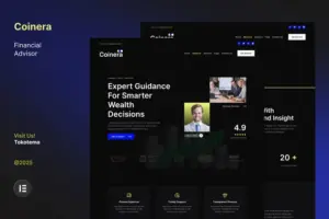 Coinera – Dark Financial Advisor & Coaching Website Elementor Template Kit