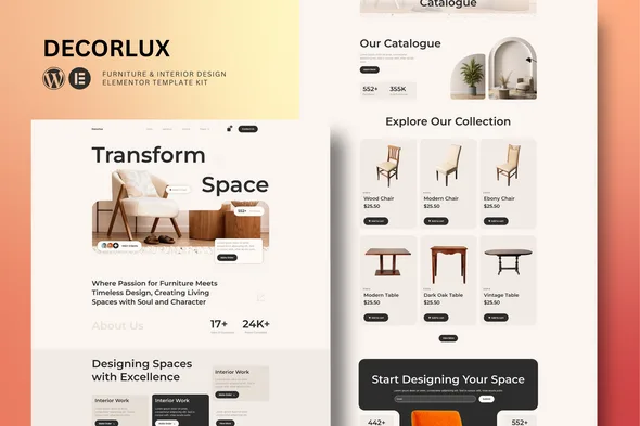 decorlux interior design elementor template kit 1