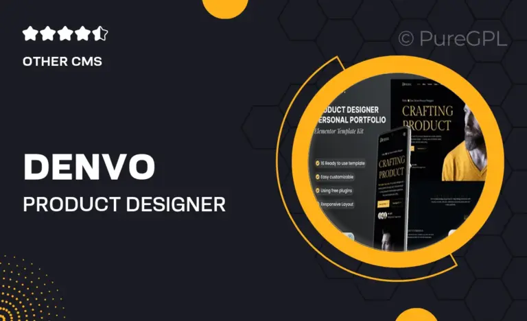 denvo product designer personal portfolio elementor template kit