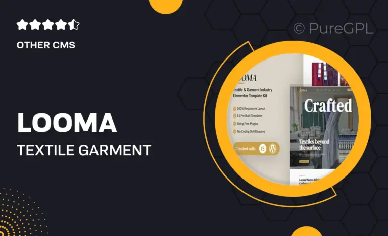 looma textile garment industry elementor template kit