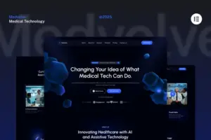 Medvolve – Dark Medical Assistive Technology Website Elementor Template Kits