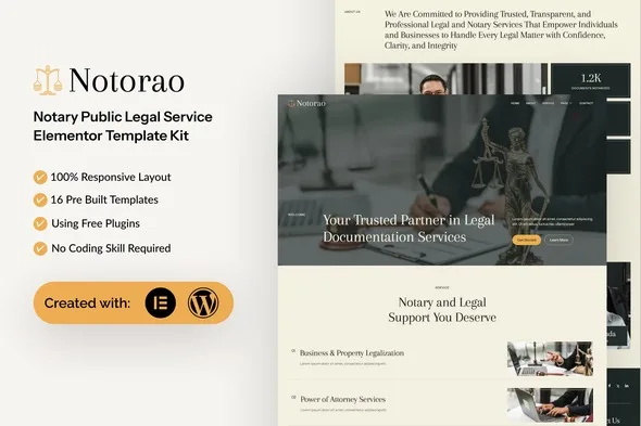 notorao notary public legal service elementor template kit 1