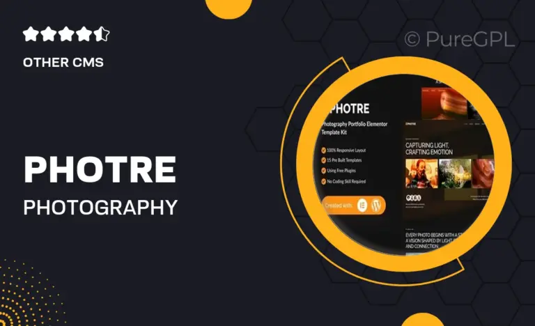 photre photography portfolio elementor template kit