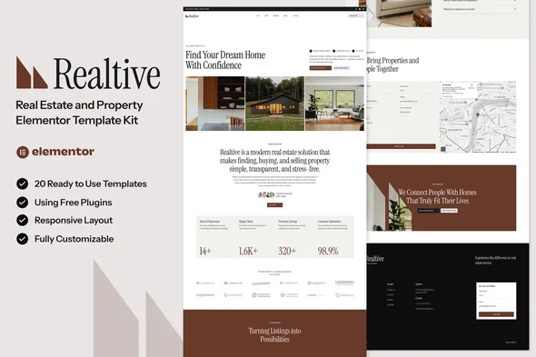 realtive real estate property elementor template kit 1