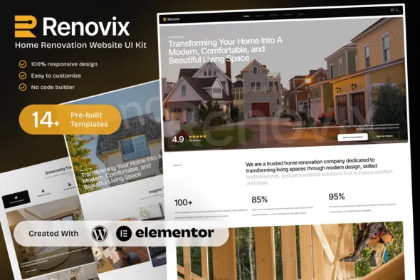 renovix home renovation elementor template kit 1