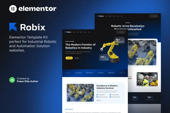 robix industrial robotic automation solution elementor template kit 1