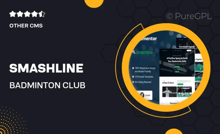 smashline badminton club academy elementor template kit