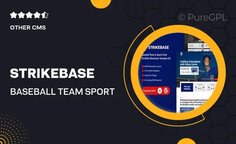 strikebase baseball team sport club elemtor template kit