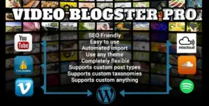 Video Blogster Pro – Import YouTube Videos to WordPress. Also DailyMotion, Spotify, Vimeo, more