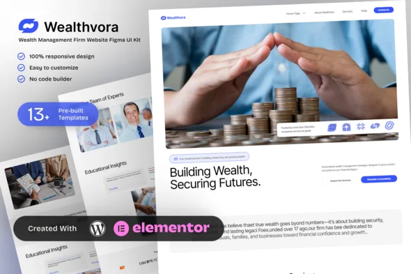 wealthora wealth management firm elementor template kit 1