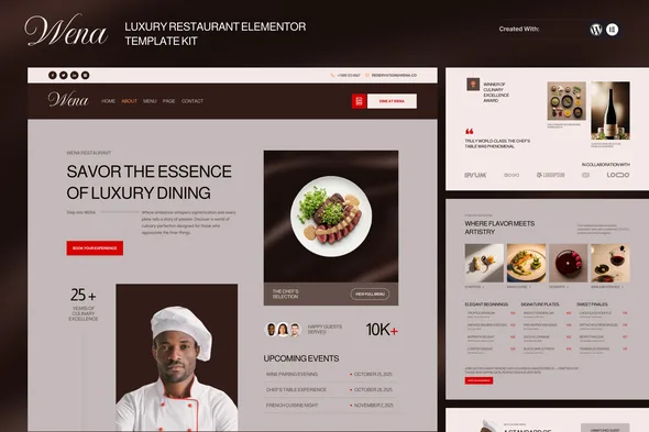wena luxury restaurant elementor template kit 1