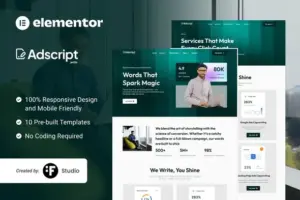 Adscript – Digital Copywriting & Advertising Elementor Template Kit