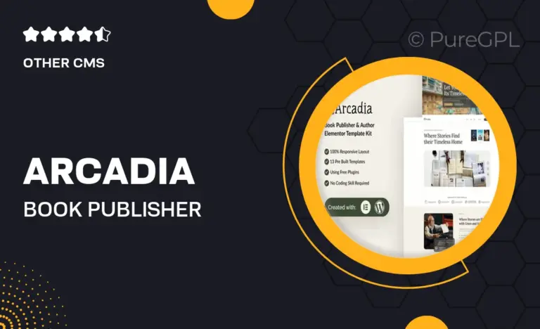 arcadia book publisher author elementor template kit