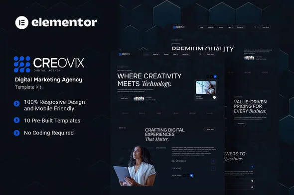 creovix digital marketing agency elementor template kit 1