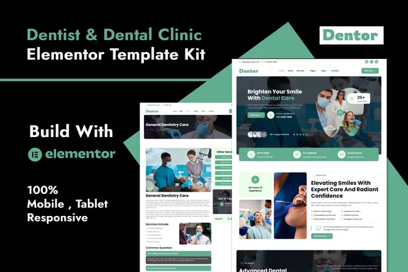dentor dentist dental care elementor template kit 1