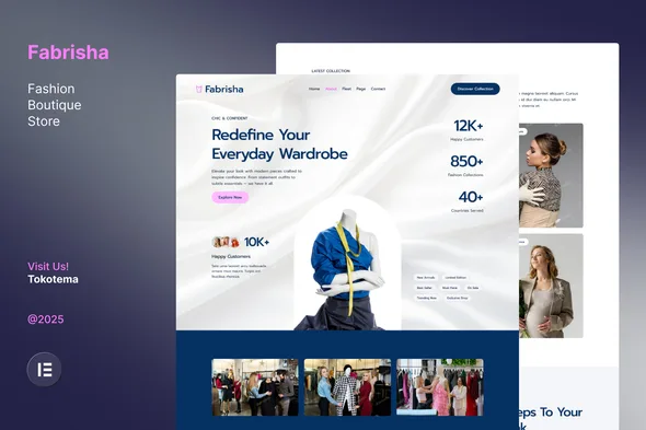 fabrisha fashion boutique store website elementor template kit 1
