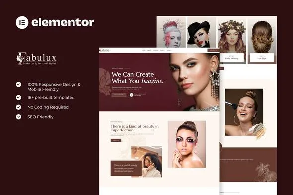 fabulux makeup beauty elementor template kit 1