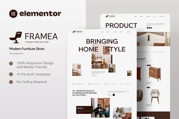 framea modern furniture store elementor template kit 1