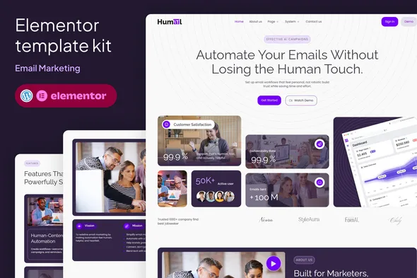 humail email marketing elementor template kit 1