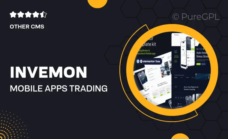 invemon mobile apps trading investment elementor template kit
