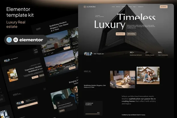 luxhom luxury real estate elementor template kit 1