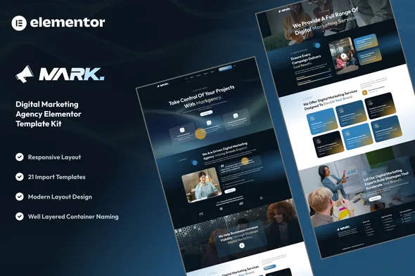 markagency digital marketing agency elementor template kit 1