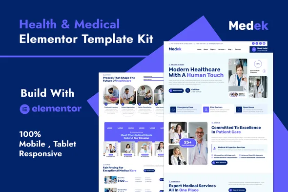 medek health medical elementor template kit 1