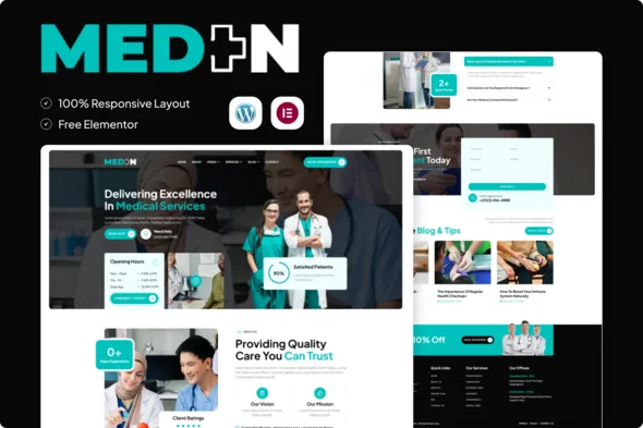 meden health medical elementor template kit 1