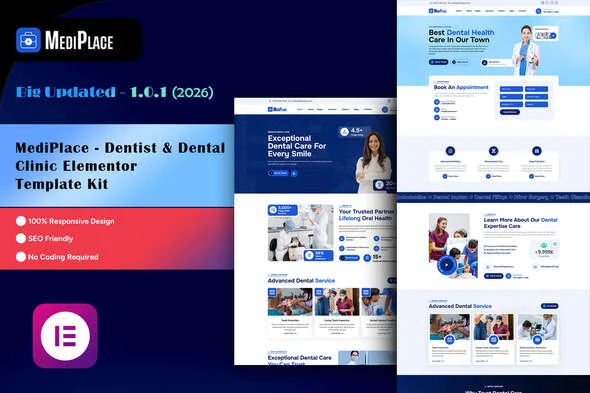 mediplace dentist dental clinic elementor template kit 1