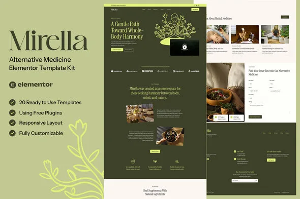 mirella alternative medicine elementor template kit 1