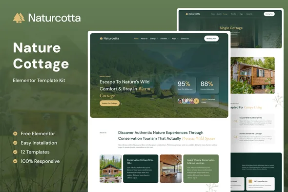 naturcotta nature cottage elementor template kit 1