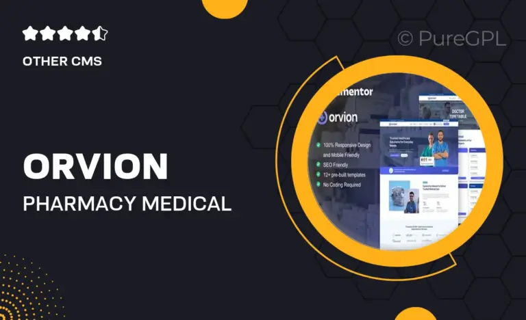 orvion pharmacy medical service elementor pro template kit