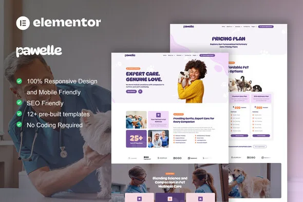 pawelle veterinary pet care elementor pro template kit 1