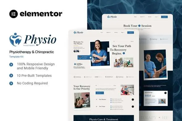 physio physiotherapy chiropractic elementor template kit 1